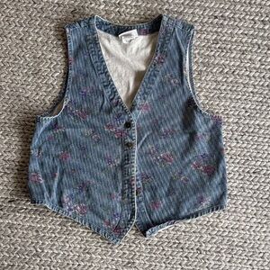 Northcrest Blue Floral Denim Vest